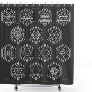 Personality  Set Of Geometric Hipster Shapes45z662black Shower Curtains