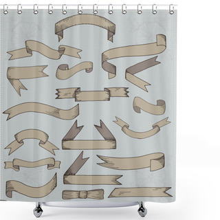 Personality  Set Of Vintage Ribbon Banners Shower Curtains