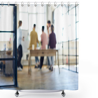 Personality  Back View Of People Silhouette Collaborating On Building Project.Blurred Focus On Talented Male And Female Students Team Working On Training Task Sitting In University Studio During Brainstorming Shower Curtains