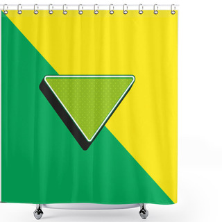 Personality  Arrow Down Filled Triangle Green And Yellow Modern 3d Vector Icon Logo Shower Curtains