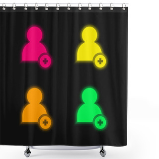 Personality  Add Friend Four Color Glowing Neon Vector Icon Shower Curtains