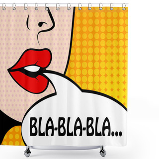 Personality  Pop Art Retro Style Comic Book Panel With Girl Talking Nonsense  Shower Curtains