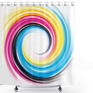 Personality  Vector Swirl Background Of Primary Colors Printing Process: CMYK Shower Curtains