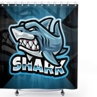 Personality  Shark Esport Mascot Logo Design Shower Curtains
