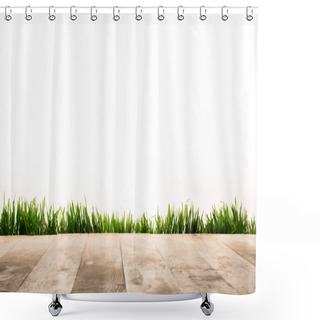 Personality  Wooden Planks And Sward Shower Curtains