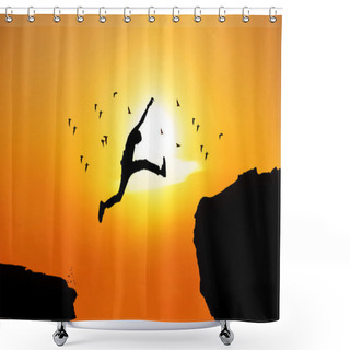 Personality  Man With Courage On Sunrise Shower Curtains