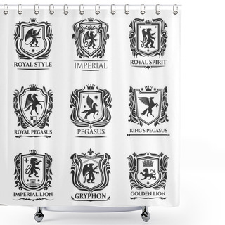 Personality  Heraldic Animals, Medieval Heraldry Shields Shower Curtains