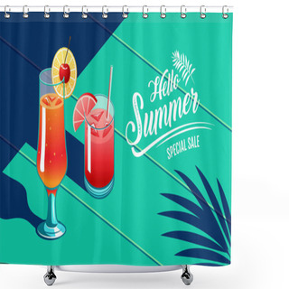 Personality  Hello Summer, Template Design, Tropical & Holiday, Cocktail, Wat Shower Curtains
