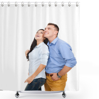Personality  Beautiful Young Happy Couple Shower Curtains