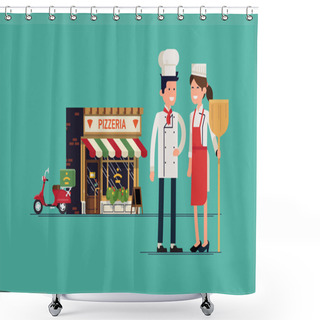 Personality  Lovely Family Business - Pizzeria Shower Curtains