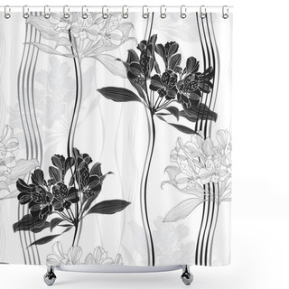 Personality  Seamless Alstromeria Flowers Pattern Shower Curtains