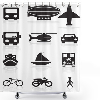 Personality  Transportation Icons - Black And White Shower Curtains
