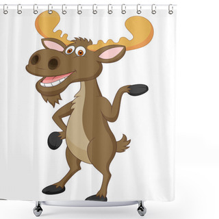 Personality  Funny Moose Cartoon Shower Curtains
