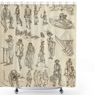 Personality  An Hand Drawn Pack, Line Art - PEOPLE Shower Curtains