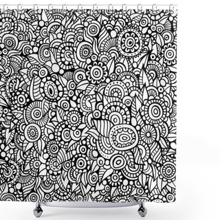 Personality  Vector Seamless Doodle Floral Pattern Shower Curtains