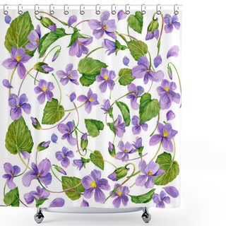 Personality  Spring Flowers Background. Forest Violet And Young Green Grass. Shower Curtains