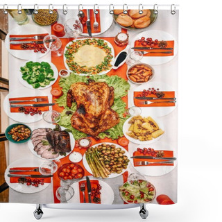 Personality  Served Table For Christmas Dinner Shower Curtains