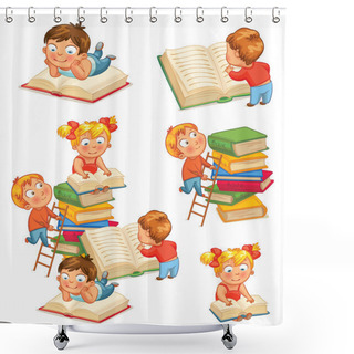 Personality  Children Reading Books In The Library Shower Curtains