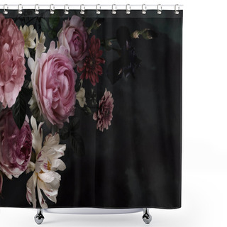 Personality  Beautiful Garden Flowers. Vintage Floral Card. Shower Curtains