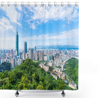 Personality  Beautiful Landscape And Cityscape Of Taipei 101 Building And Arc Shower Curtains