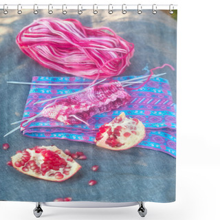 Personality  Knitting And Sweet Pomegranate On The Material Shower Curtains