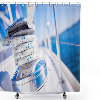 Personality  Sailboat Winch And Rope Yacht Detail. Yachting Theme Shower Curtains