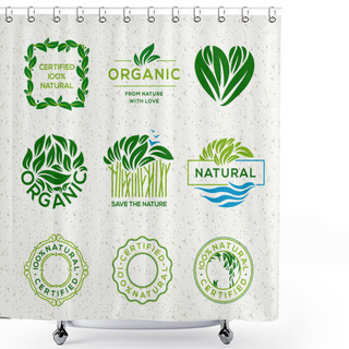 Personality  Organic Food Labels And Elements, Set For Food And Drink, Restaurants And Organic Products Vector Illustration. Shower Curtains