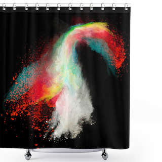Personality  Launched Colorful Powder Over Black Shower Curtains