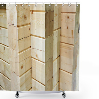 Personality  Wooden Construction Timber In The Wall Of The House Shower Curtains