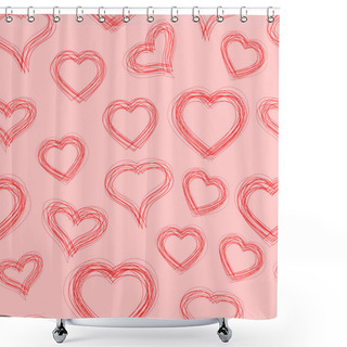 Personality  Seamless Pattern With Hearts Shower Curtains