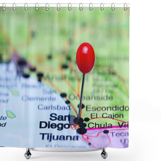 Personality  San Diego Pinned On A Map Of USA Shower Curtains