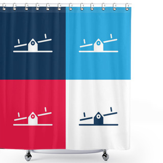 Personality  Balancer Blue And Red Four Color Minimal Icon Set Shower Curtains