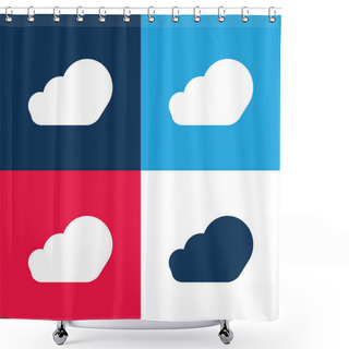 Personality  Ascendant Cloud Blue And Red Four Color Minimal Icon Set Shower Curtains