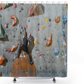 Personality  Man Climbing Wall With Grips Shower Curtains