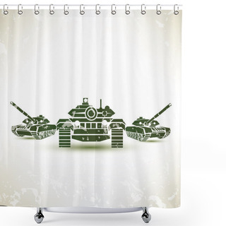 Personality  Military Tank Symbol Shower Curtains