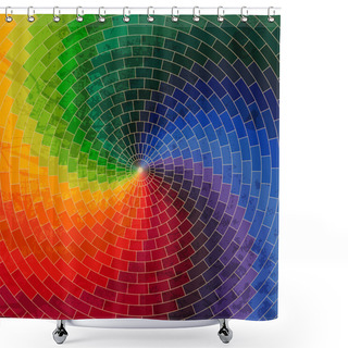 Personality  Spectrum Wheel Made Of Bricks. Colorful Spectrum Grunge Background. Square Composition With Geometric Color Flow Effect. Shower Curtains