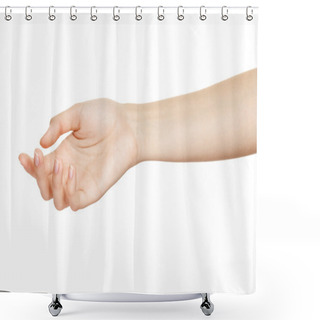Personality  Empty Open Woman Hand On White Background Shower Curtains