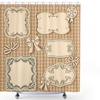 Personality  Vector Set Of Vintage Frame Shower Curtains