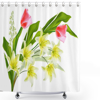 Personality  Lilies. Lily Of The Valley Flower On White Background. Nature Shower Curtains