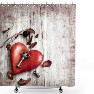 Personality  Key With The Heart As A Symbol Of Love Shower Curtains