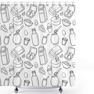 Personality  Seamless Pattern. Vector Dairy Products Shower Curtains