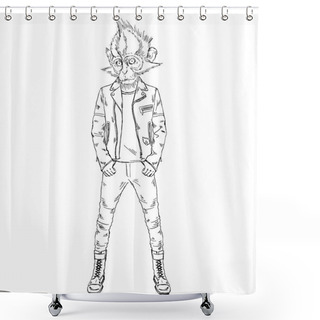 Personality  Thomass Leaf Monkey Sketch Shower Curtains