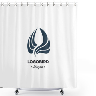 Personality  Isolated, Cartoon, Geek, Strict Eagle Flying, Triangular Vector Shape, Minimalism, Flat, Stylish, Geometric Stylized Logotype, Dark Color Logo Template, Bird, Wings, Feathers, Eagle Element Logo. Shower Curtains