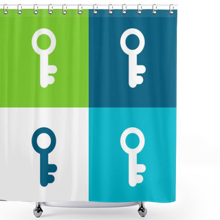 Personality  Antique Key Flat Four Color Minimal Icon Set Shower Curtains