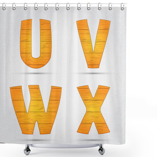 Personality  Wooden Vector Font. U, V, W, X Shower Curtains
