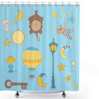 Personality  Sweet Dreams - Design Elements For Baby Scrapbook Shower Curtains