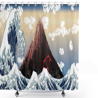 Personality  Great Wave Off Kanagawa & Shirahama Yamashita Long Version 1 Shower Curtains