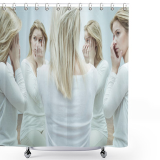 Personality  Woman With Mental Disoreder Shower Curtains