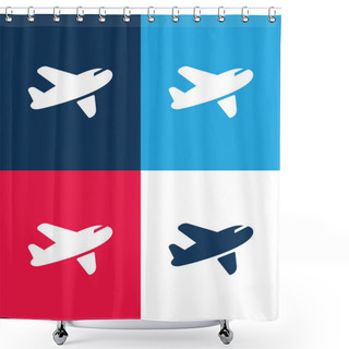 Personality  Air Transport Blue And Red Four Color Minimal Icon Set Shower Curtains