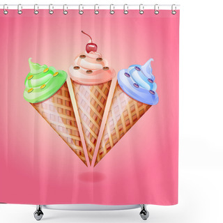 Personality  Ice Cream Cone, Vector Design Shower Curtains